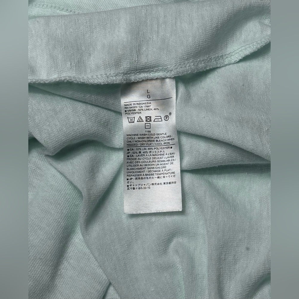 Banana Republic Standard-Fit Linen-Blend Johnny Collar Polo Dew Drop Size Large - Picture 8 of 10